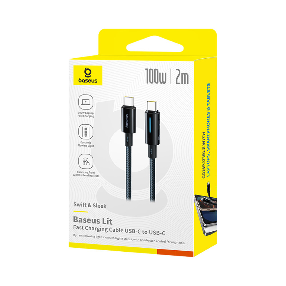 Data Cable Baseus Lit Button-Control Type-C to Type-C 100W 2m (P10379000121-01)