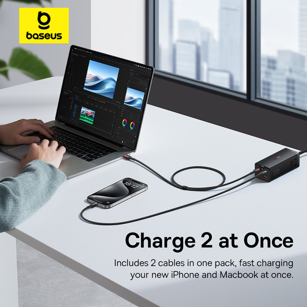 Data Cable Baseus Cafule Type-C to Type-C 100W 2m (Набір 2шт) (P10318306003-01)