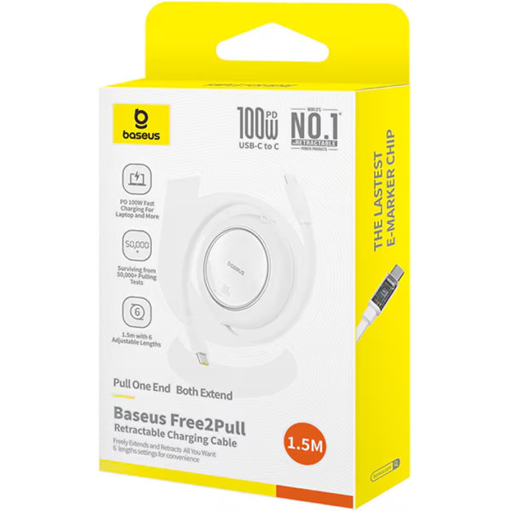 Data Cable Baseus Free2Pull Mini Retractable Type-C to Type-C 100W 1.5m (P10364500213-01)