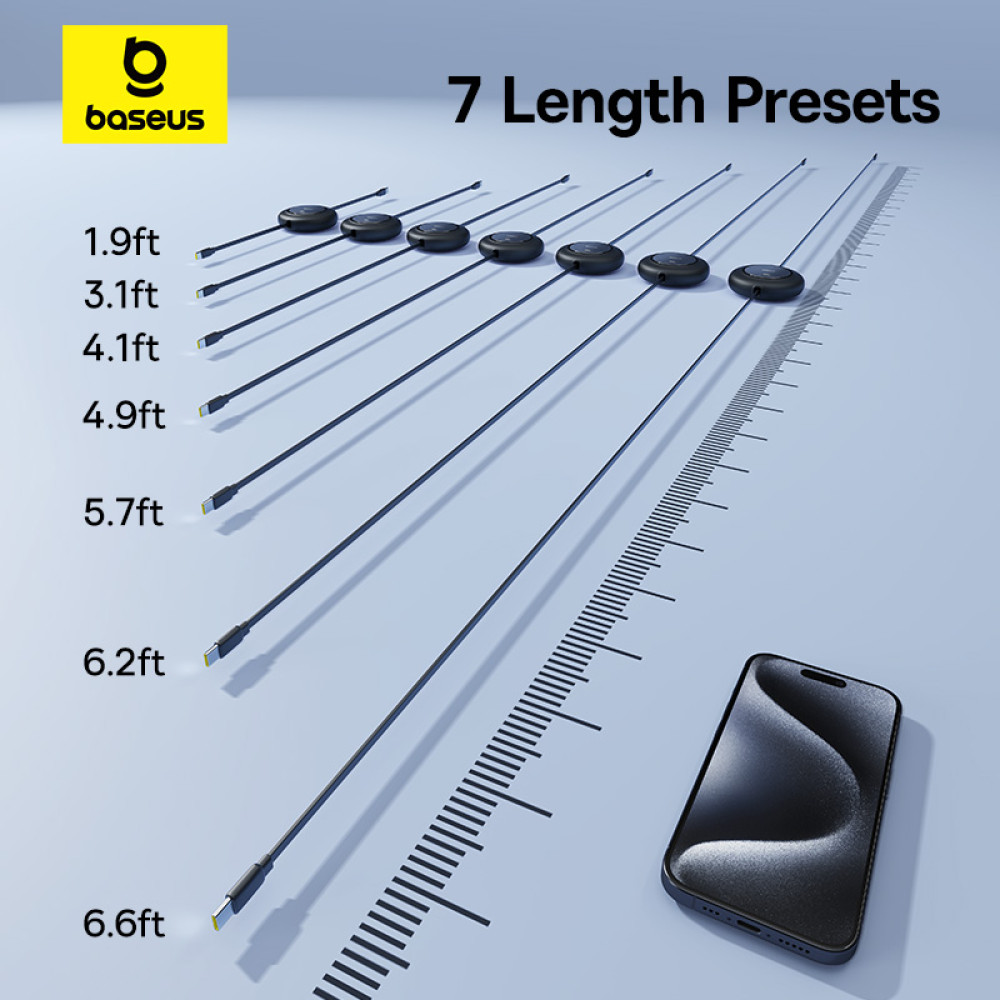Data Cable Baseus Free2Pull Mini Retractable Type-C to Type-C 100W 2m (P10364500113-01, 213-00)