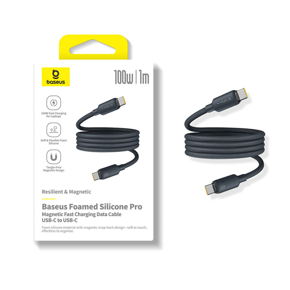 Data Cable Baseus Foamed Silicone Pro Magnetic Type-C to Type-C 100W 1m (E0426D00)