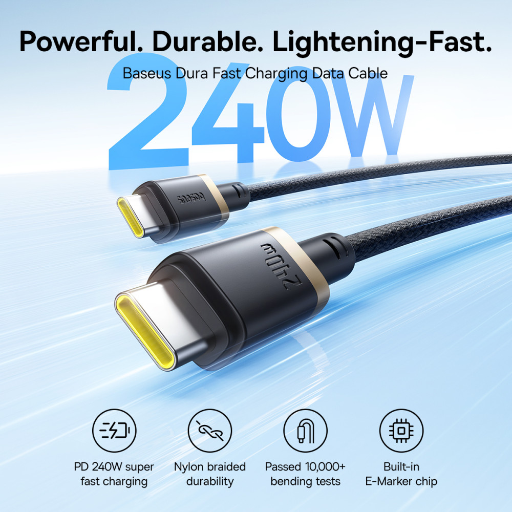 Data Cable Baseus Dura Type-C to Type-C 240W 1m (P10377803U03-00)