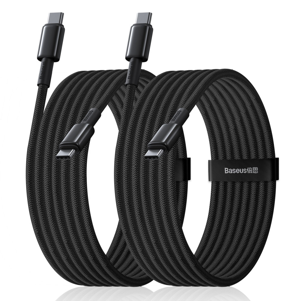 Data Cable Baseus Tungsten Gold Type-C to Type-C 100W 3m (2шт) (E0424203)