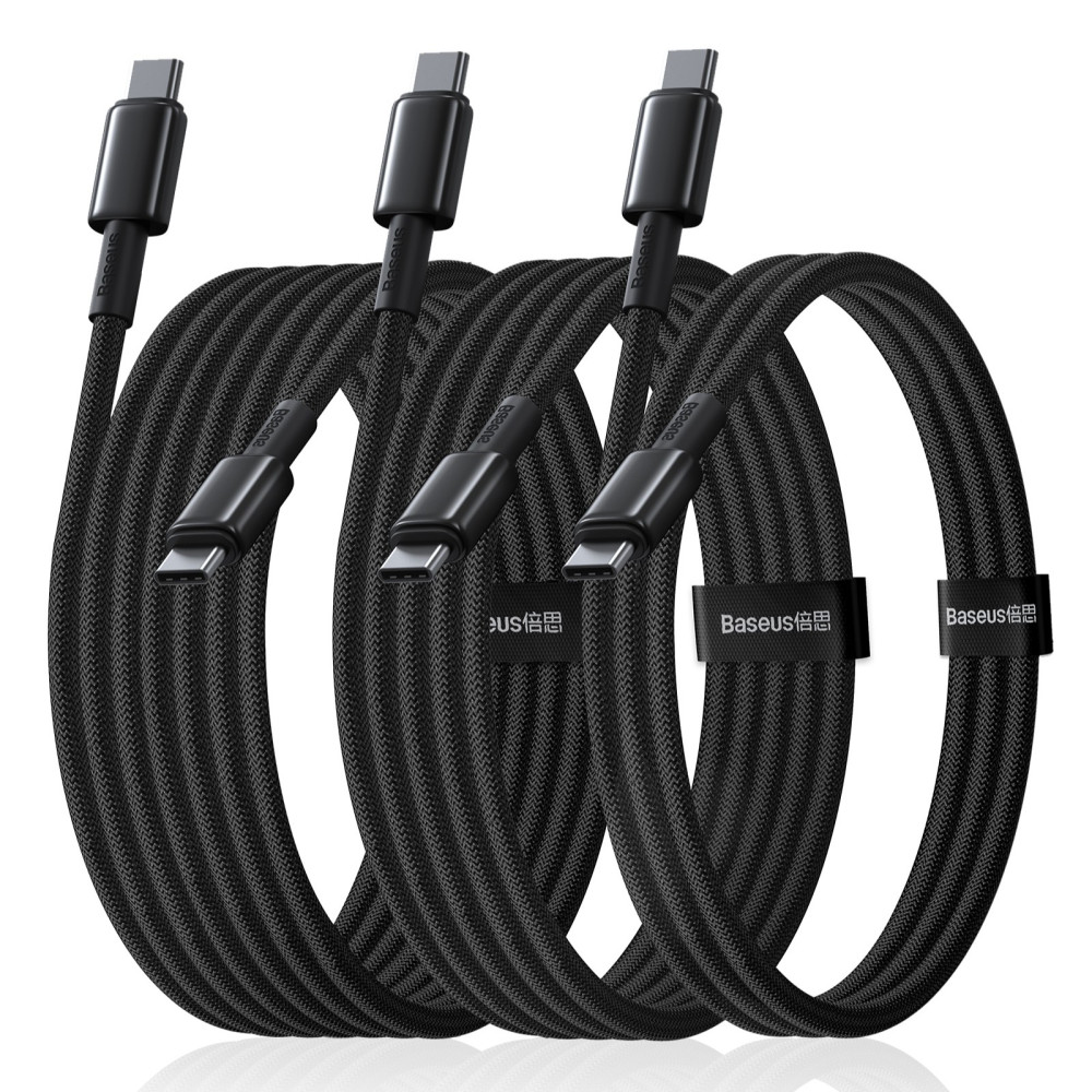 Data Cable Baseus Tungsten Gold Type-C to Type-C 100W 1m+2m+3m (3шт) (E0424202)