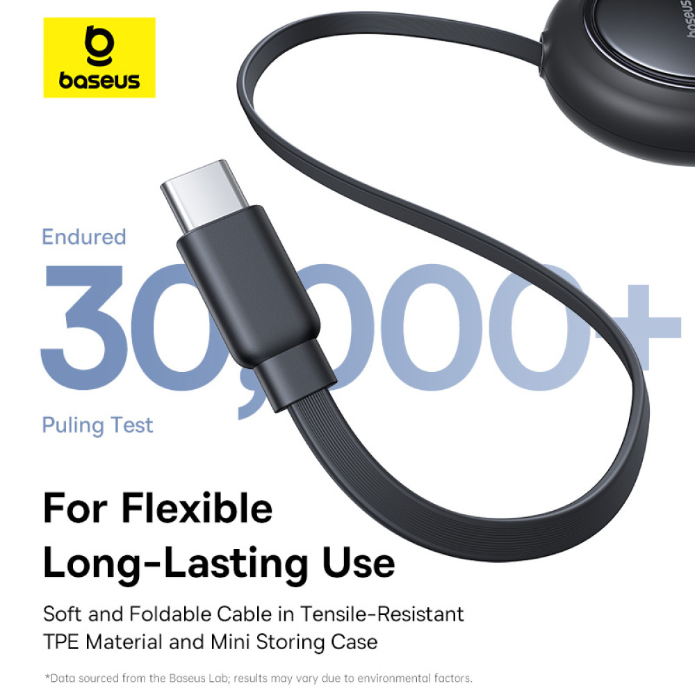 Data Cable Baseus Free2Pull Mini Retractable Type-C to Type-C+Type-C 100W 1.2m (E0415504)