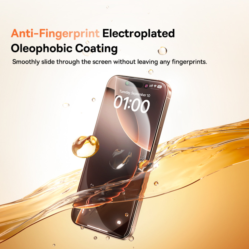 Захисне скло Baseus Full-View HD Etched Hot-Bending Tempered Glass Screen Protector for iPhone 16 Pro (P0045P01)