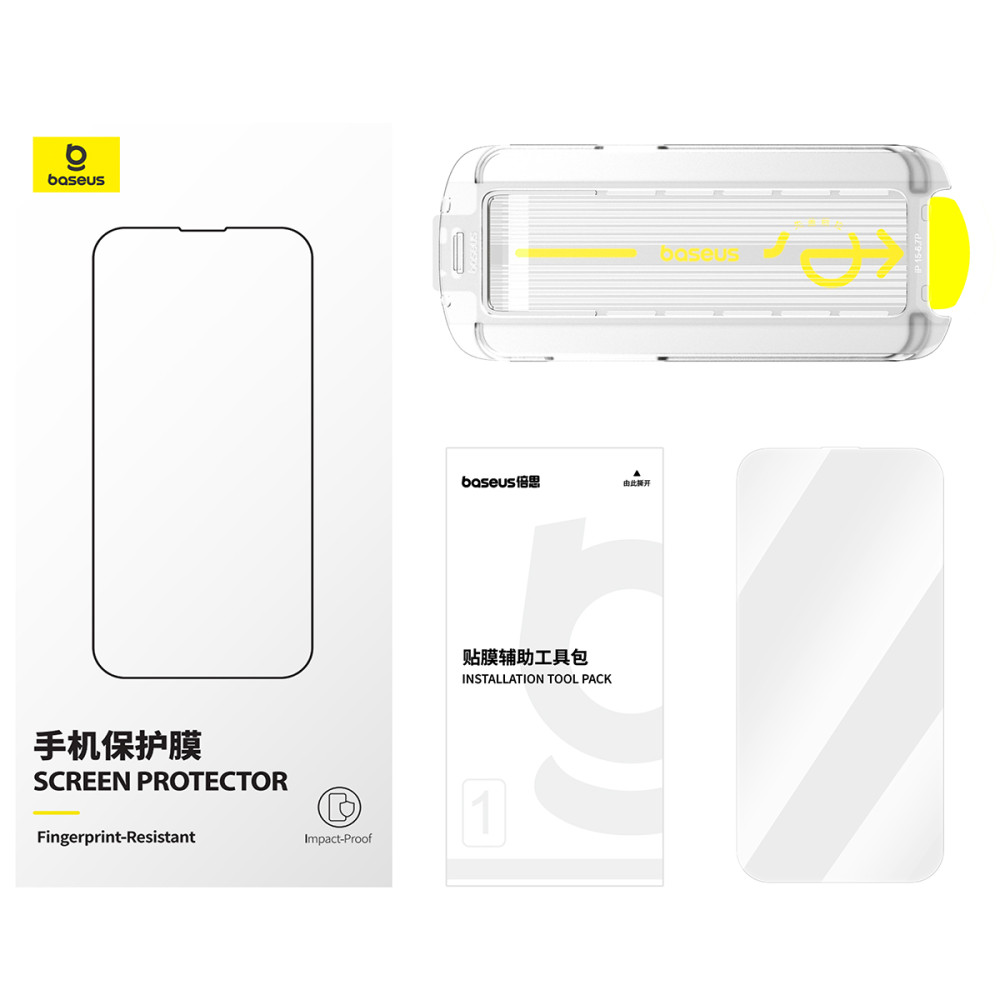Захисне скло Baseus Full-View HD Etched Hot-Bending Tempered Glass Screen Protector for iPhone 16 Pro (P0045P01)