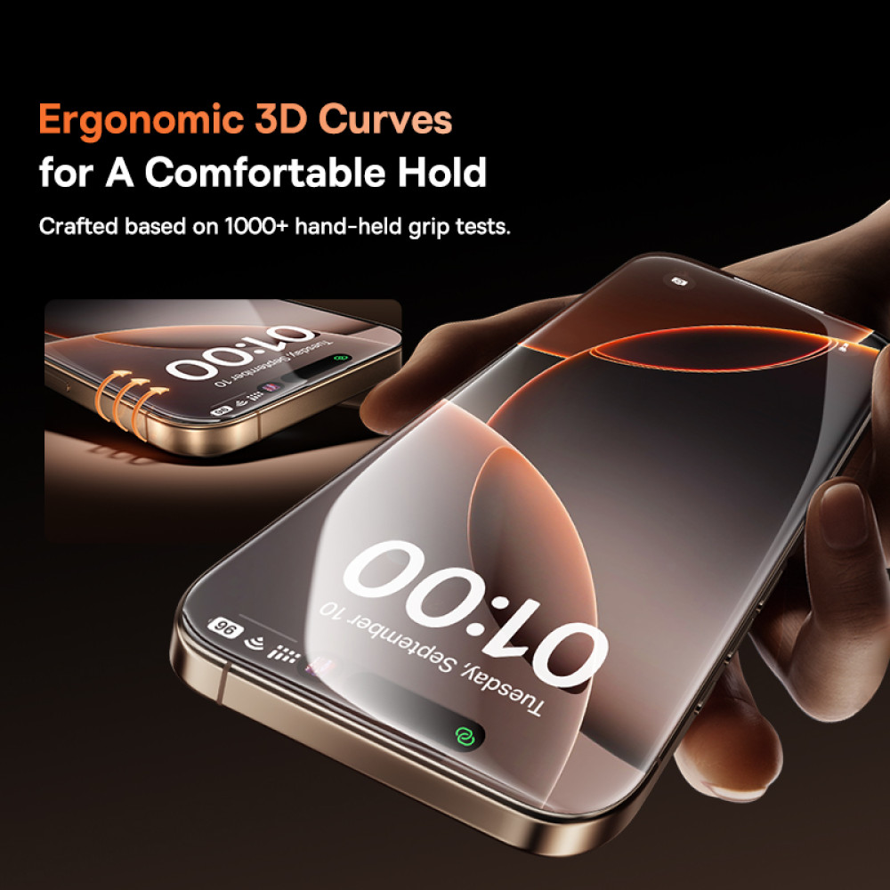 Захисне скло Baseus Full-View HD Etched Hot-Bending Tempered Glass Screen Protector for iPhone 16 Pro (P0045P01)