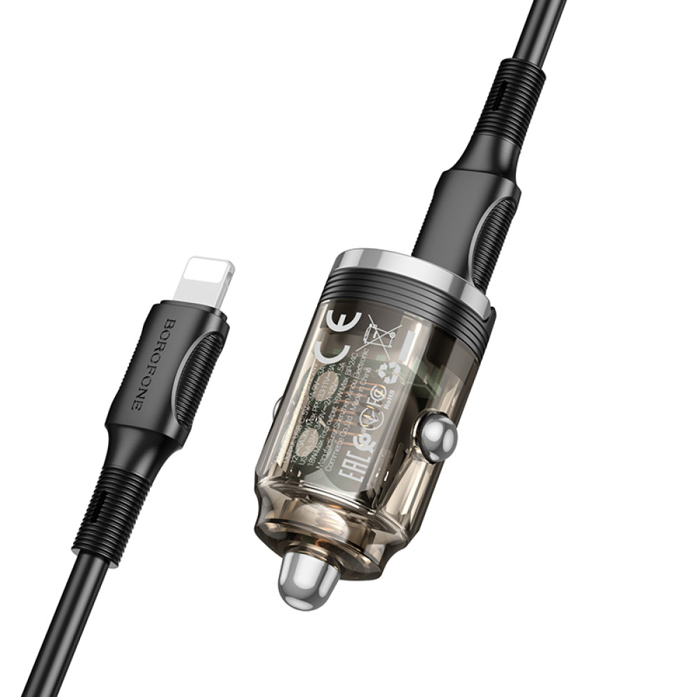 Автомобільний зарядний пристрій Borofone BZ29A Talented PD36W+QC3.0 Type-C to Lightning