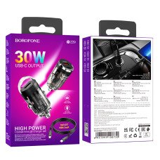 Автомобільний зарядний пристрій Borofone BZ29 Ray PD30W Type-C to Lightning