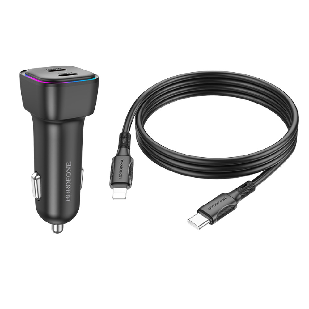 Автомобільний зарядний пристрій Borofone BZ28B Trophie PD55W Type-C to Lightning