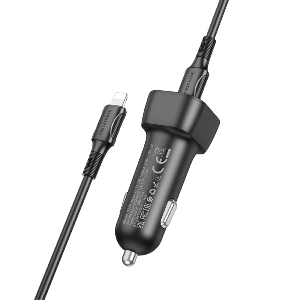 Автомобільний зарядний пристрій Borofone BZ28 Trophie PD30W Type-C to Lightning