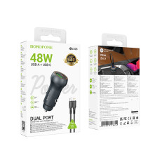 Автомобільний зарядний пристрій Borofone BZ32B Fresh PD30W+QC3.0 Type-C to Lightning