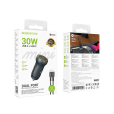 Автомобільний зарядний пристрій Borofone BZ32A Fresh PD30W+QC3.0 Type-C to Lightning