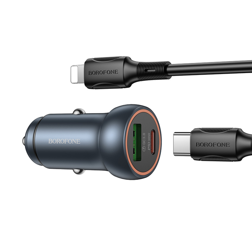 Автомобільний зарядний пристрій Borofone BZ32A Fresh PD30W+QC3.0 Type-C to Lightning
