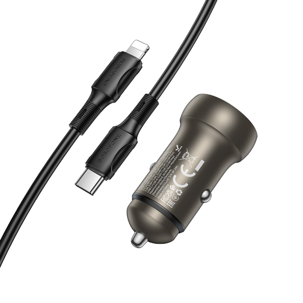 Автомобільний зарядний пристрій Borofone BZ32A Fresh PD30W+QC3.0 Type-C to Lightning