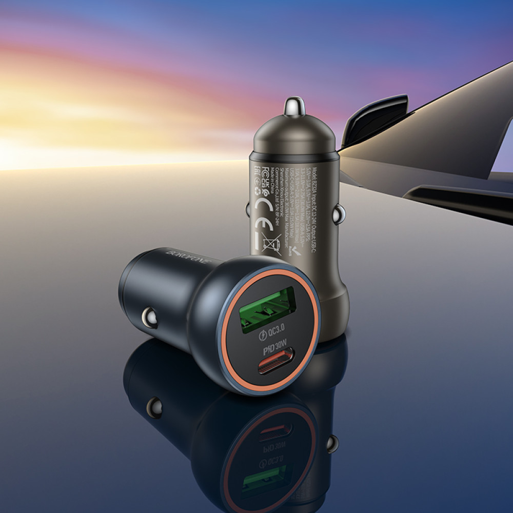 Автомобільний зарядний пристрій Borofone BZ32A Fresh PD30W+QC3.0 Type-C to Lightning