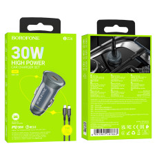 Автомобільний зарядний пристрій Borofone BZ26 Searcher PD30W+QC3.0 Type-C to Type-C