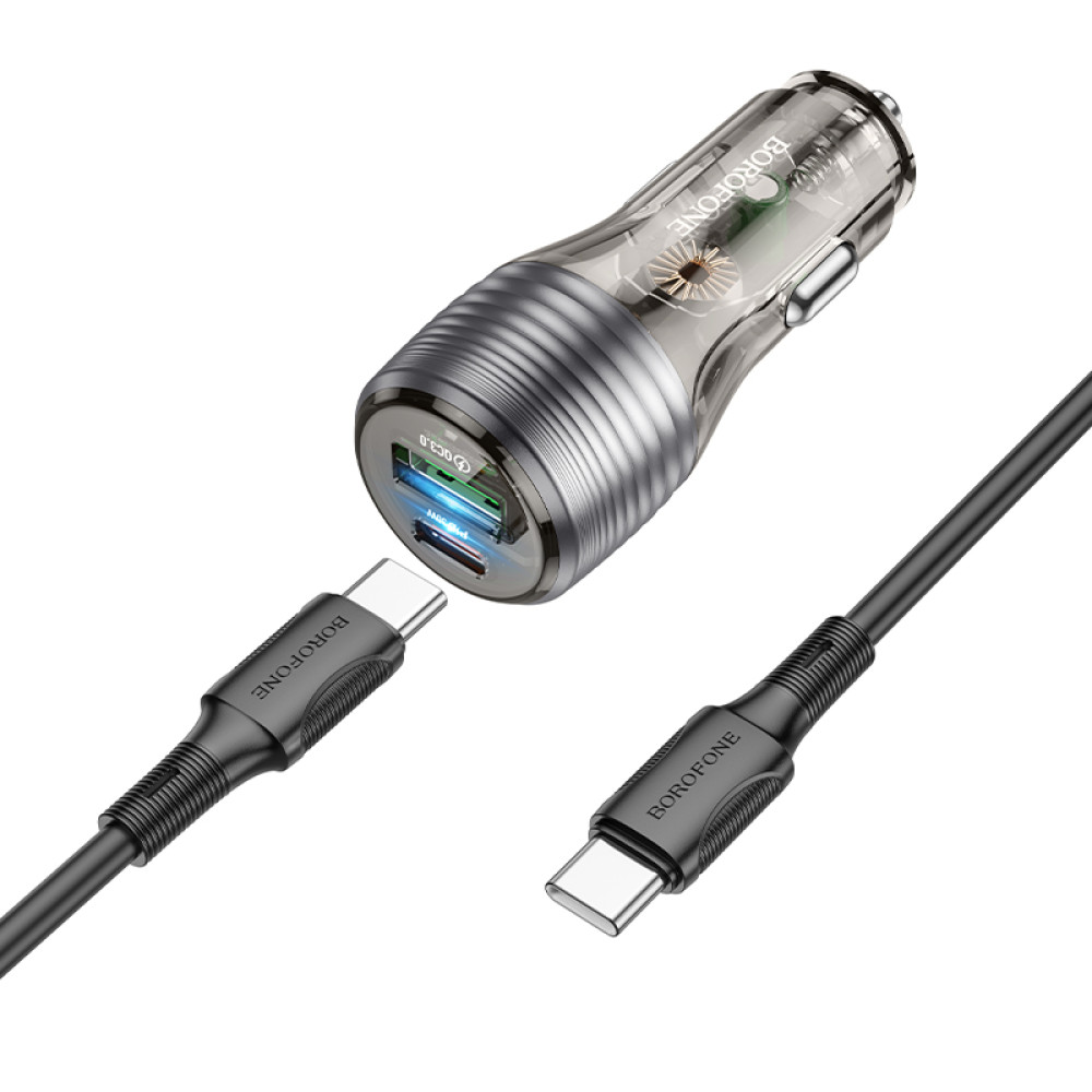 Автомобільний зарядний пристрій Borofone BZ30 Absolute PD30W+QC3.0 Type-C to Type-C