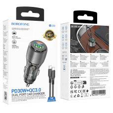 Автомобільний зарядний пристрій Borofone BZ30 Absolute PD30W+QC3.0 Type-C to Type-C