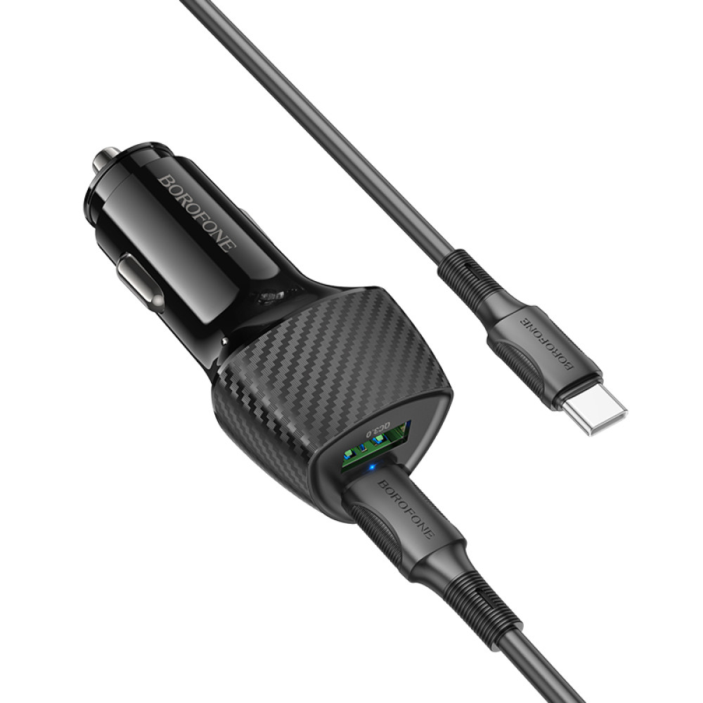 Автомобільний зарядний пристрій Borofone BZ31C Solid PD30W+QC3.0 Type-C to Type-C