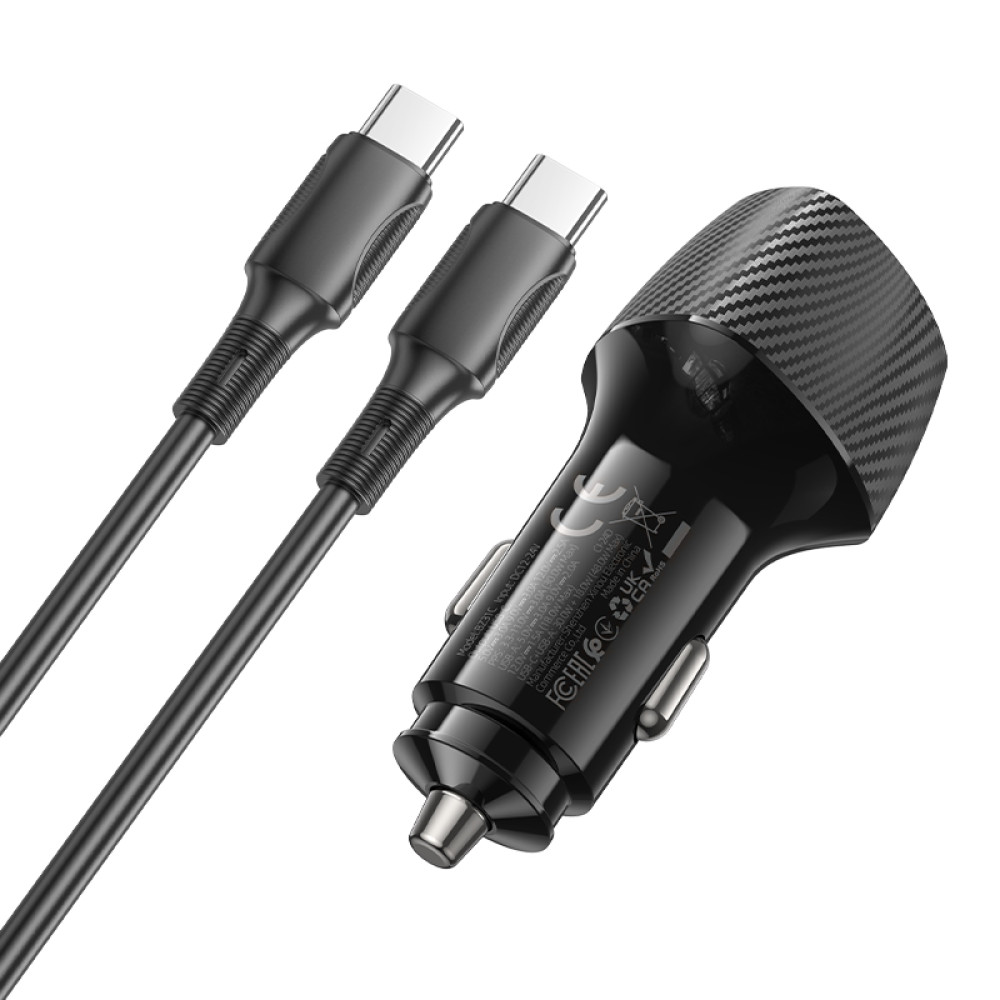 Автомобільний зарядний пристрій Borofone BZ31C Solid PD30W+QC3.0 Type-C to Type-C