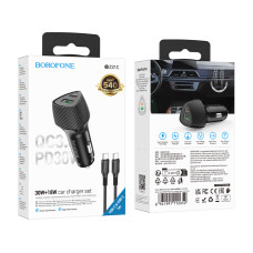 Автомобільний зарядний пристрій Borofone BZ31C Solid PD30W+QC3.0 Type-C to Type-C