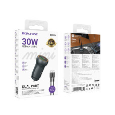Автомобільний зарядний пристрій Borofone BZ32A Fresh PD30W+QC3.0 Type-C to Type-C
