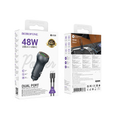 Автомобільний зарядний пристрій Borofone BZ32B Fresh PD30W+QC3.0 Type-C to Type-C