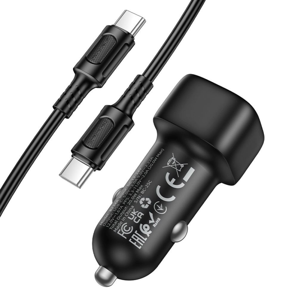 Автомобільний зарядний пристрій Borofone BZ34A Cloud single port PD20W Type-C to Type-C