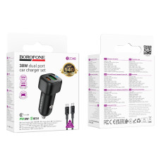 Автомобільний зарядний пристрій Borofone BZ34B Cloud PD20W+QC3.0 Type-C to Type-C