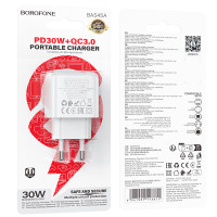 Мережевий зарядний пристрій Borofone BAS45A Potential GaN PD30W+QC3.0