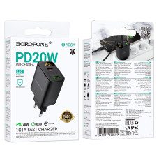 Мережевий зарядний пристрій Borofone BA96A Ilustre PD20W+QC3.0 LED display