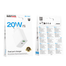 Мережевий зарядний пристрій Borofone BA106A Stellar PD20W+QC3.0