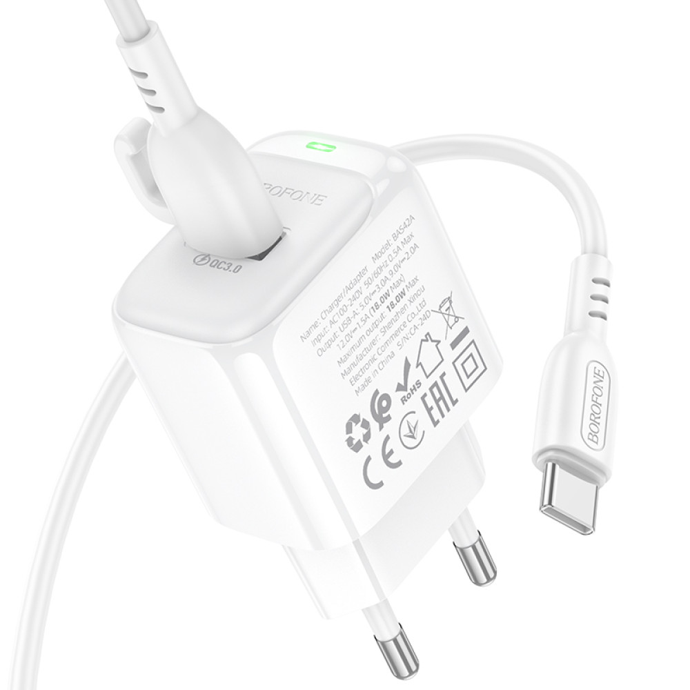 Мережевий зарядний пристрій Borofone BAS42A Potential QC3.0 Type-C
