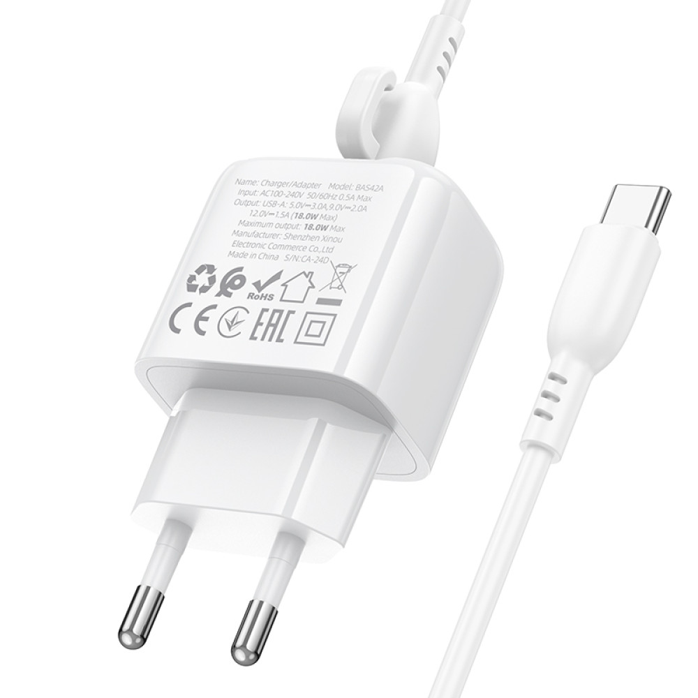 Мережевий зарядний пристрій Borofone BAS42A Potential QC3.0 Type-C