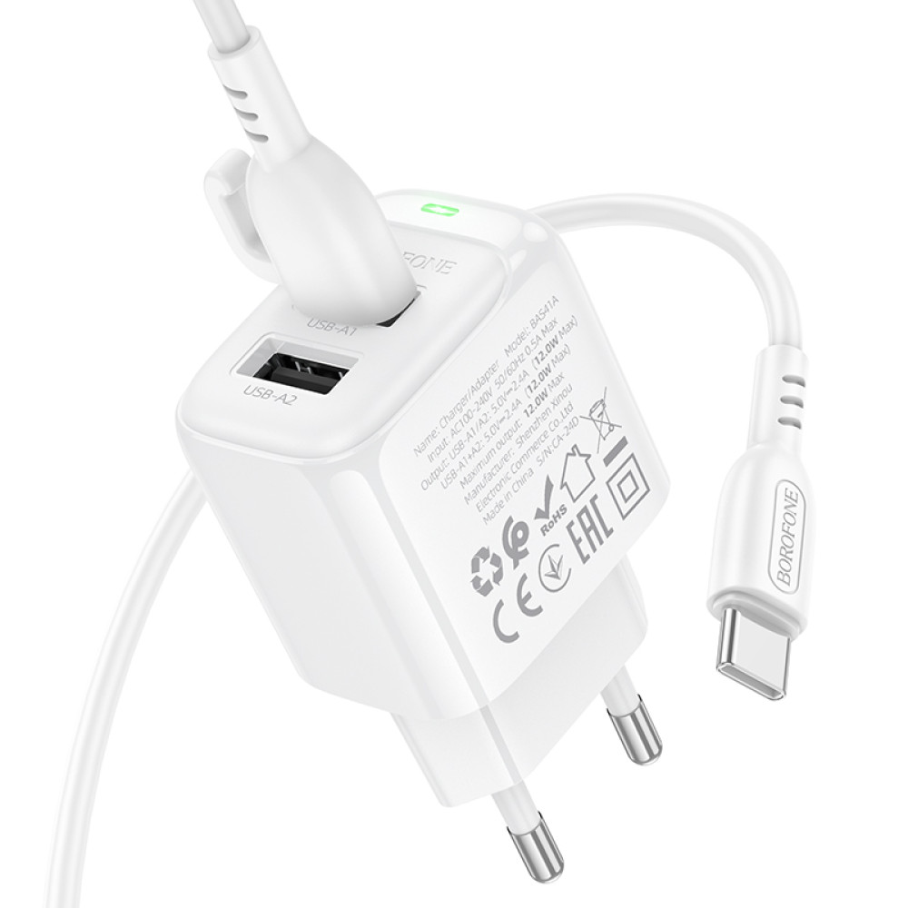 Мережевий зарядний пристрій Borofone BAS41A Potential 12W Type-C
