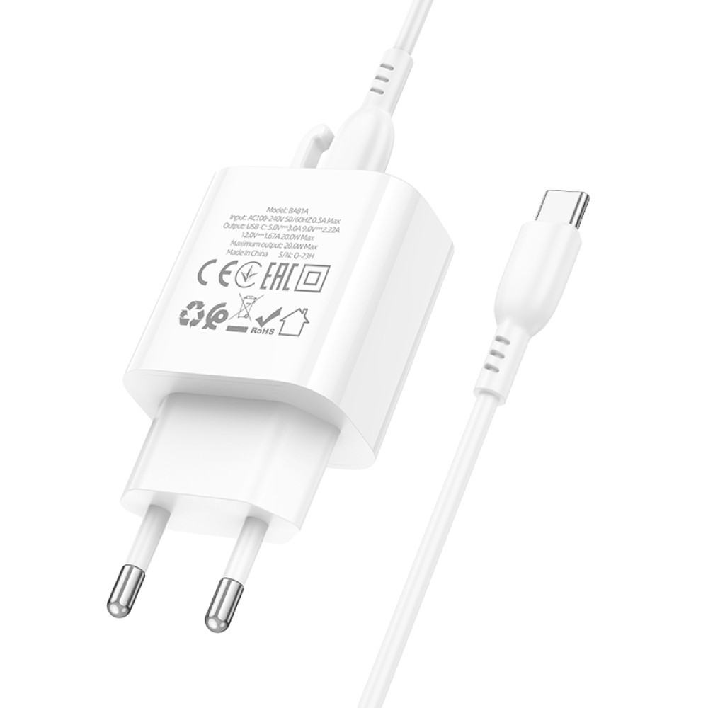 Мережевий зарядний пристрій Borofone BA81A PD20W Type-C to Type-C
