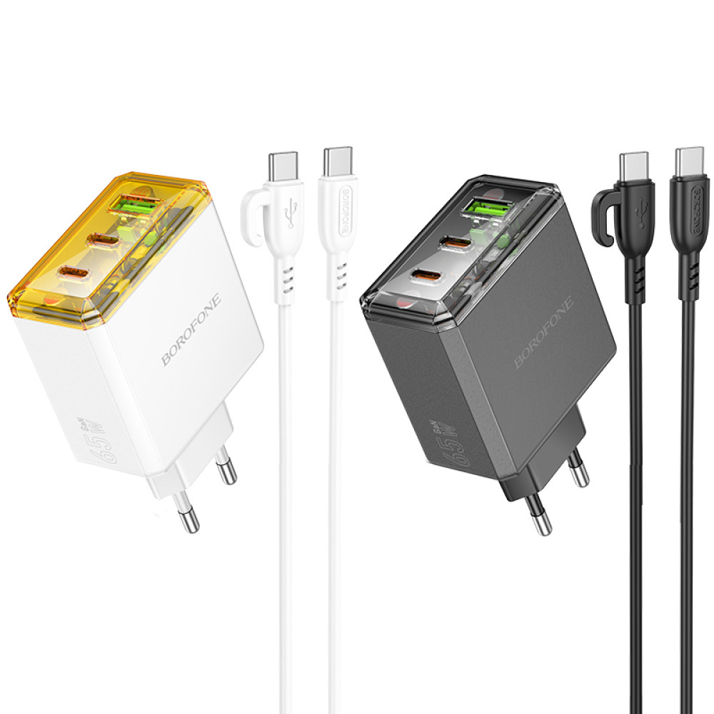 Мережевий зарядний пристрій Borofone BAS34A Treasure PD65W+QC3.0 Type-C to Type-C