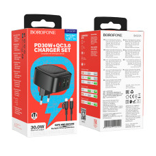 Мережевий зарядний пристрій Borofone BAS23A Lucky PD30W+QC3.0 Type-C to Type-C