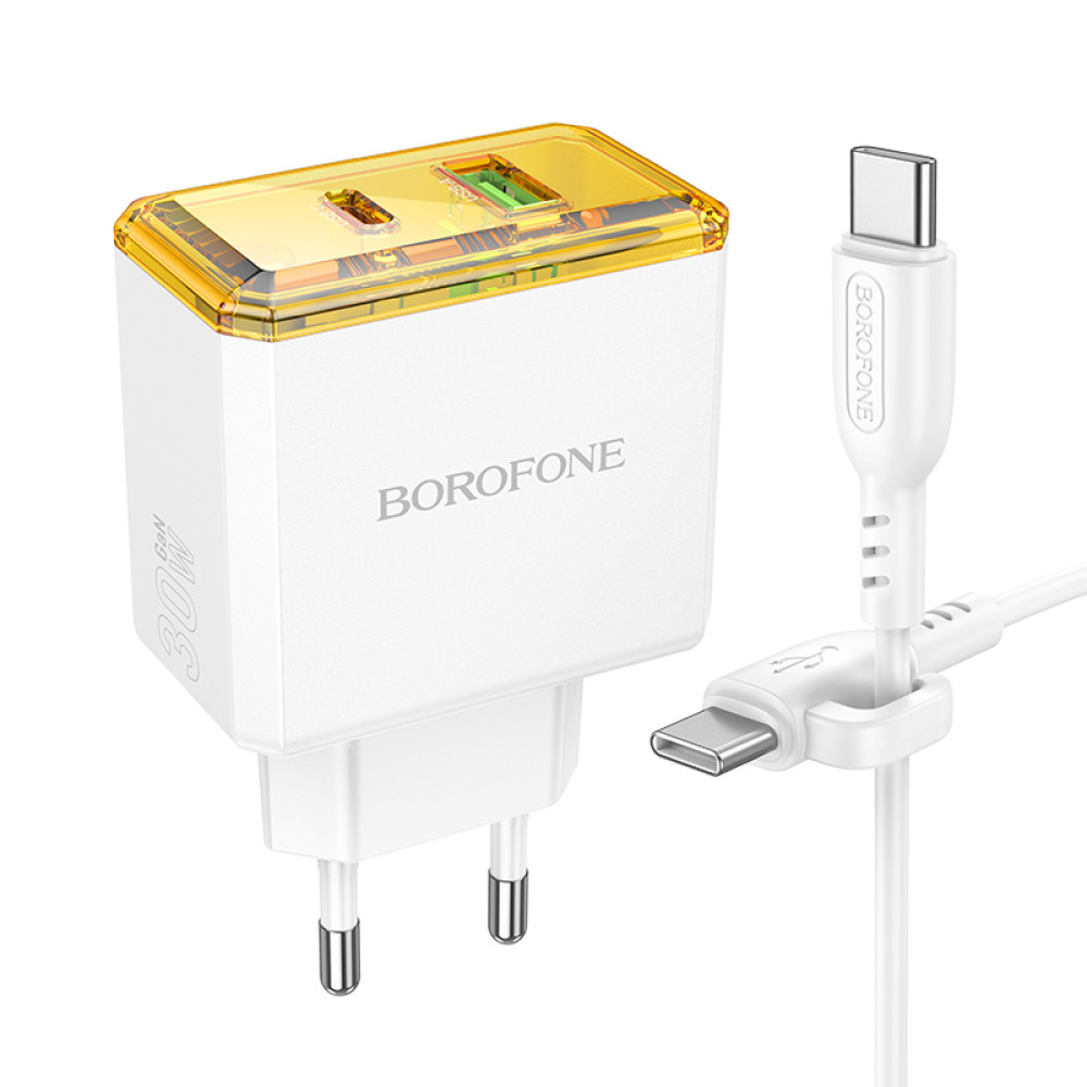 Мережевий зарядний пристрій Borofone BAS32A Treasure PD30W+QC3.0 Type-C to Type-C
