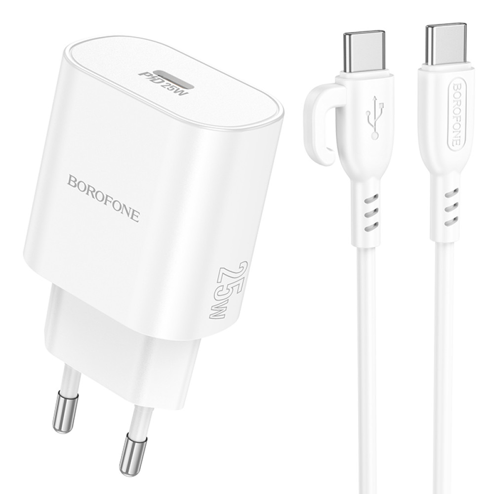 Мережевий зарядний пристрій Borofone BA82A Platinum PD25W Type-C to Type-C