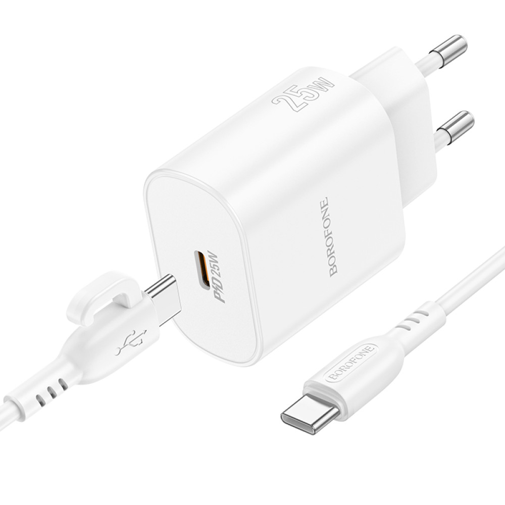 Мережевий зарядний пристрій Borofone BA82A Platinum PD25W Type-C to Type-C
