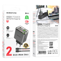 УЦІНКА Мережевий зарядний пристрій Borofone BN20 Lena PD35W+QC3.0 Type-C to Type-C (не працює роз'єм USB)
