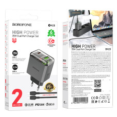 Мережевий зарядний пристрій Borofone BN20 Lena PD35W+QC3.0 Type-C to Type-C