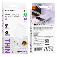 Мережевий зарядний пристрій Borofone BN23 Wish GaN PD20W Type-C to Type-C