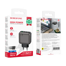 Мережевий зарядний пристрій Borofone BAS57A Absolute GaN PD67W+QC3.0 Type-C to Type-C