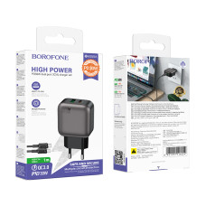 Мережевий зарядний пристрій Borofone BAS55A Absolute GaN PD30W+QC3.0 Type-C to Type-C