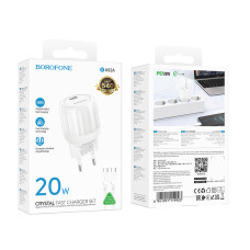 Мережевий зарядний пристрій Borofone BA92A Lustrous PD20W Type-C to Type-C