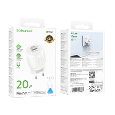 Мережевий зарядний пристрій Borofone BA93A Lustrous PD20W+QC3.0 Type-C to Type-C
